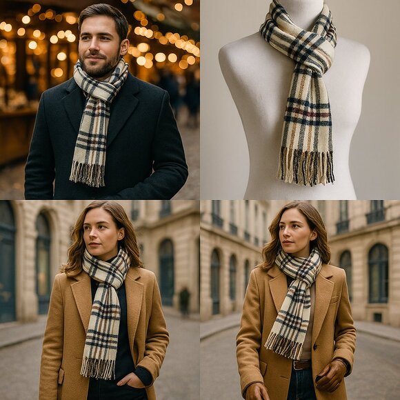 Heritage Plaid Scarf by Berkshire Handkerchief Co. – Classic Cream Check - Picture 3 of 9